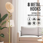 Coat Rack with Real Marble Base, Freestanding Metal Clothing Rack with 8 Hooks, Modern Hall Tree for Entryway, Bedroom & Office, Space Saving Coat Hanger Stand for Small Spaces (Gold) - Image 3