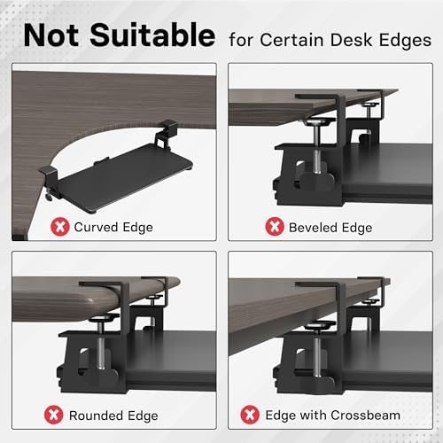 BONTEC Under Desk Keyboard Tray, Pull-Out Keyboard & Mouse Platform - Image 3