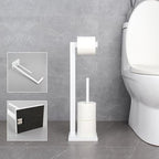 GERZWY SUS 304 Stainless Steel Toilet Paper Stand with Reserve, Free Standing Toilet Paper Holder, White - Image 5