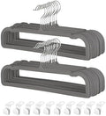 Velvet Pants Hangers with Non Slip Bar, 20 Pack Felt Slack/Trouser Hangers for Closet, Slim Space Saving Closet Perchas Terciopelo 360° Swivel Hook for Tank Top, Bra, Shorts, Jeans, Towel (Grey) by VSVstoage