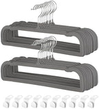 Velvet Pants Hangers with Non Slip Bar, 20 Pack Felt Slack/Trouser Hangers for Closet, Slim Space Saving Closet Perchas Terciopelo 360° Swivel Hook for Tank Top, Bra, Shorts, Jeans, Towel (Grey) by VSVstoage