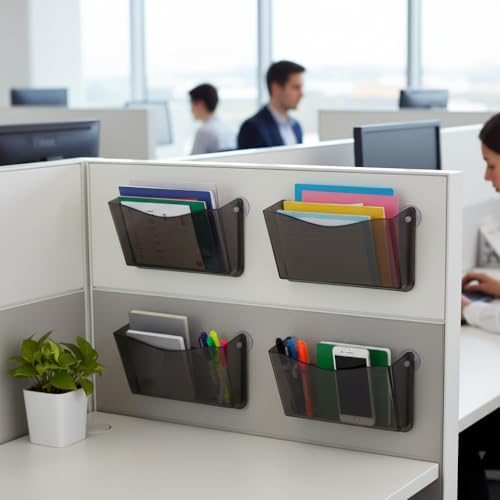 Azar Displays 250055-SMK Plastic Wall Mount File Holder with Suction Cups Smoke Colored, 4-Pack - Image 4