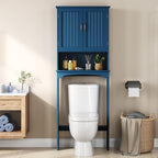 Yaheetech Over the Toilet Storage Cabinet, Bathroom Organizer, Navy Blue - Image 2