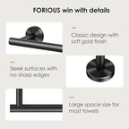 FORIOUS Towel Bar Towel Racks for Bathroom Wall 24" 2 Pack Matte Black - Image 5