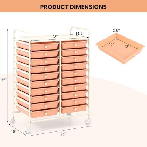 COSTWAY 20-Drawer Rolling Storage Cart, Utility Storage Organizer Cart - Image 3