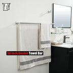 JQK Double Bath Towel Bar, 33 Inch 304 Stainless Steel Thicken 0.8mm Towel Rack for Bathroom, Towel Holder Brushed Finished Wall Mount, Useable Length 30 Inch, TB100L30-BN - Image 4