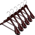 ZOBER Wide Shoulder Wood Hangers, Cherry Clothes Hangers, 6 Pack by ZOBER