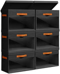 Homsorout Large Storage Bins with Lids - 6 Pack Foldable Decorative Organizers with Clear Windows & Handles, Cube Storage Organizers for Clothes, Blankets, Sweaters, CD, Black by Homsorout