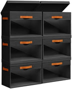 Homsorout Large Storage Bins with Lids - 6 Pack Foldable Decorative Organizers with Clear Windows & Handles, Cube Storage Organizers for Clothes, Blankets, Sweaters, CD, Black by Homsorout