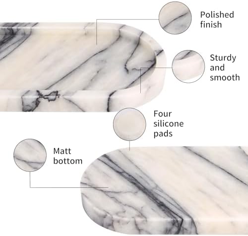 Natural Marble Tray Oval, Lilac, 10 x 5 x 0.6 - Image 3