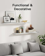 Amada Paulownia Wood Floating Shelves for Wall, Set of 4, White - Image 3