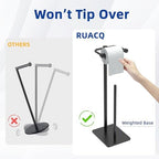 RUACQ Bathroom Toilet Paper Holder Stand with Storage, Matte Black - Image 4