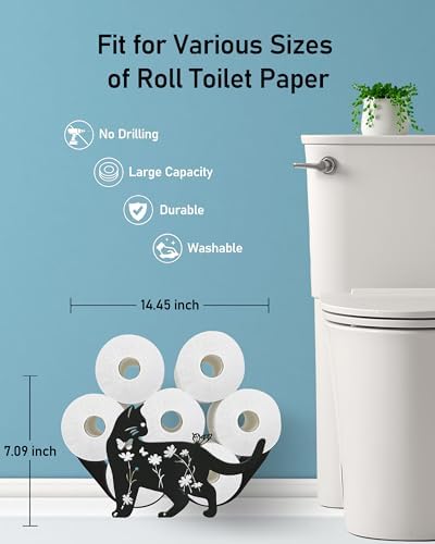Cat Toilet Paper Holder Stand, Decorative Toilet Paper Storage - Image 3