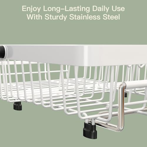 MAJALiS White Expandable Dish Drying Rack Over Sink with Extra Drying Mat - Image 7