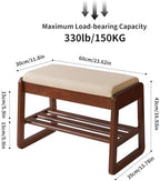 Aibiju Shoe Rack Bench with Cushion, 2 Tiers Wood Shoe Bench with Flip-Top Storage, 23.62in Shoe Rack for Entryway, Hallway, Walnut Color YD-WD060B - Image 3