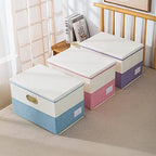 PRANDOM Collapsible Storage Bin with Lid [3-Pack] Fabric Foldable Storage Box Organizer Container Basket Cube with Cover for Home Bedroom Closet Office Nursery Purple&Cream(14.9x9.8x9.8) - Image 7