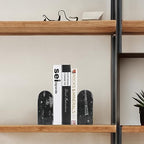 Koville Moroccan Natural Marble Bookends for Shelves, Decorative Book Ends, 7lbs Heavy-Duty Marble Book Holders, Bookshelf Apartment Decor for Normal Books/CD/Video Games(Black Fossil) - Image 5