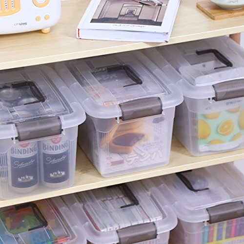 Citylife 4 Packs 8.5 QT Storage Bins with Lids Clear Plastic Bins with Grey Handle Stackable Storage Containers for Organizing - Image 2