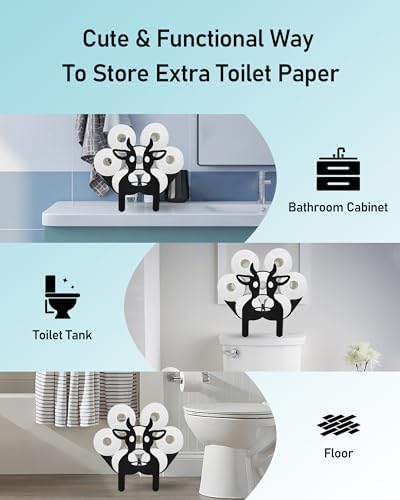 Cow Toilet Paper Holder Stand, Decorative Toilet Paper Storage - Image 5