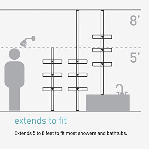 simplehuman 8' Tension Pole Shower Caddy, Stainless Steel and Anodized Aluminum - Image 4