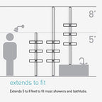 simplehuman 8' Tension Pole Shower Caddy, Stainless Steel and Anodized Aluminum - Image 4