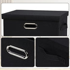 Graciadeco Medium 15" 21 Quart Collapsible Stackable Storage Bins with Lids, 3 Packs Black Foldable Fabric Closet Boxes Heavy-duty Lidded Linen Cube Basket Container Organizer and Storage for Bedroom - Image 6