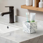 3.93 Inch Square Natural Marble Makeup Brush Holder & Toothbrush Holder - Image 6