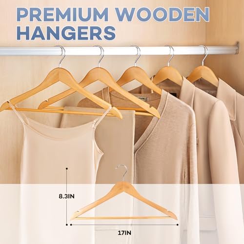 ZENOWICK Wooden Hangers 80 Pack, Heavy Duty Wood Hangers for Coats - Image 3