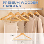 ZENOWICK Wooden Hangers 80 Pack, Heavy Duty Wood Hangers for Coats - Image 3