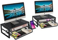 Ekisemio 2-Pack 2-Tier Monitor Stand Riser with Drawer, Metal Computer Desk Organizer for Home Office, Black by Ekisemio