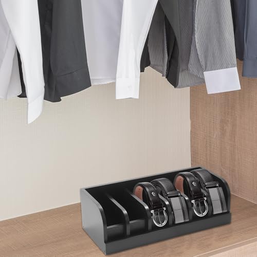 ABuff 2 Pack Belt Organizer, 6 Compartment Bamboo Belt Organizer for Closet and Drawer, Display Case for Tie and Belt, Belt Holder Storage for Men Women, Black - Image 6