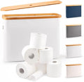 LONBET Toilet Paper Storage for 12 Rolls, Stackable & Foldable - The Ultimate Bathroom Organizer - Waterproof Basket with Bamboo Lid - Elegant Toilet Paper Storage Holder, Light Gray by Lonbet