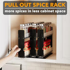 SpaceAid Bamboo Pull Out Spice Rack Organizer for Cabinet, Heavy Duty Slide Out Seasoning Kitchen Pantry Sliding Vertical Organization, 7.6" Wide, 3 Drawers(2" Wide), 2-Tier, Black - Image 5