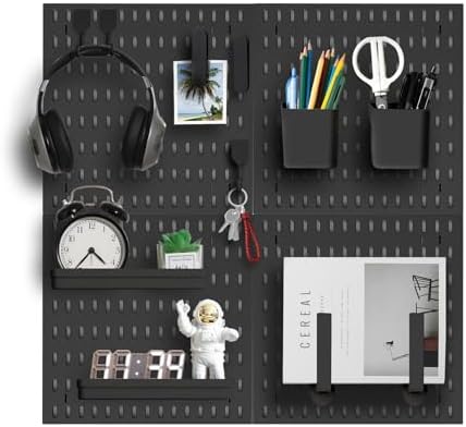 Pegboard Wall Organizer Kit, Modular Storage System, Black by Zestify