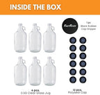 Fastrack 6-Pack Half-Gallon Glass Jug Set (64 oz) w/12 Polyseal Caps & Black Jar Gripper Pad – Multipurpose Half Gallon Jug, & Detergent Dispenser for Laundry, Glass Jar for Liquids, Water & Juice - Image 2