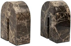 Natural Marble Bookends for Shelves,Unique Brown Arched Book Ends, Office bookends for Heavy Books, Set of 2,Heavy Duty (Brown) by NAVISSORY
