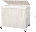 WOWLIVE Laundry Basket 3 Section, Handwoven Laundry Hamper with Wheels by WOWLIVE
