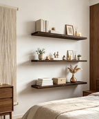 36 Inch Rustic Wood Floating Shelves Farmhouse Wooden Wall Shelves for Bathroom Bedroom Living Room Kitchen Office Set of 4 Brown - Image 3