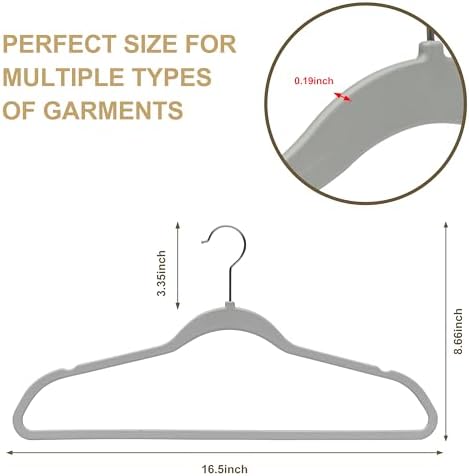 Quality Hangers 50 Pack Slim Plastic Hangers for Clothes - 16.5" Won't Crease Your Clothes, Heavy Duty Non-Velvet Gray Hangers 360° Swivel Chrome Hook Non Slip Notches Dresses Coats Shirts Jackets - Image 3