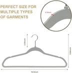 Quality Hangers 50 Pack Slim Plastic Hangers for Clothes - 16.5" Won't Crease Your Clothes, Heavy Duty Non-Velvet Gray Hangers 360° Swivel Chrome Hook Non Slip Notches Dresses Coats Shirts Jackets - Image 3