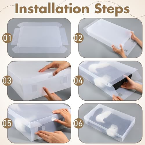 Sintuff 8 Pack Large Boot Storage Boxes with Lids for Tall Boots 20.5" x 11.8" x 4.5" Stackable Clear Plastic Shoe Organizer Container Space-saving Shoe Storage Box for Sneakers and High Heels - Image 3