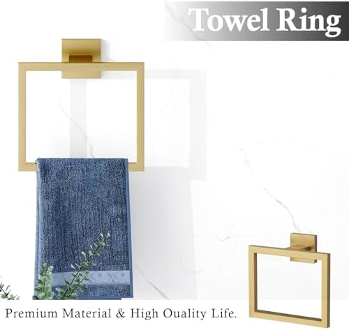 15-Piece Brushed Gold Bathroom Accessories Set 23.6 Inch Towel Bar Set. - Image 4