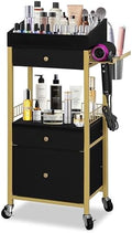 Makeup Organizer Cart, 3 Drawers, Vanity Organizer, Gold & Black by SimpleandNeatLife
