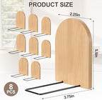 Chunful 8 Pcs Modern Bamboo Book Ends for Shelves Decorative Boho Bookends Book Shelf Organizer Minimalist Design Stopper to Hold Books for Boho Home Office (5.5 * 3.75 * 2.25inch) - Image 4