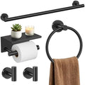 TURS Matte Black 5-Piece Bathroom Hardware Set Towel Bar Set SUS304 Stainless Steel Towel Racks for Bathroom Wall Mounted, 23.6-Inch by TURS