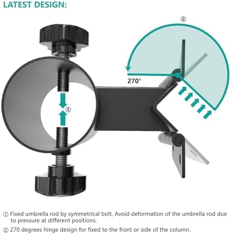 Stainless Steel Deck Umbrella Mount,Heavy Duty Patio Umbrella Holder for Deck Railing (Fit Max OD 2 Inch),Can Be Installed at Right Angles or Flat Surfaces,Black - Image 5