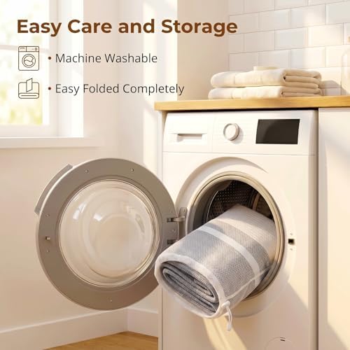 OIASKET 108L Cotton Rope Storage Basket for Living Room and Bedroom 25"x16"x16" Woven Laundry Basket, Heavy Duty Bin for Blankets, Pillows & Toys, Pet-Safe & Scratch-Free, Grey and White - Image 7