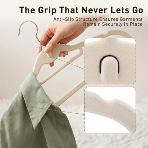Velvet Hangers 30 Pack, Ivory Non Slip Hangers with 360° Swivel Hook - Image 6