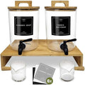 Glass Laundry Detergent Dispenser Set with Bamboo Stand – Liquid Soap & Fabric Softener Dispensers, Refillable Glass Jars with Easy-Pour Spigot & Lids, Laundry Room Organization by Unknown
