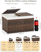 SETVSON Storage Basket with Lid, 2-Lid PE Rattan Storage Bin, Brown - Image 2